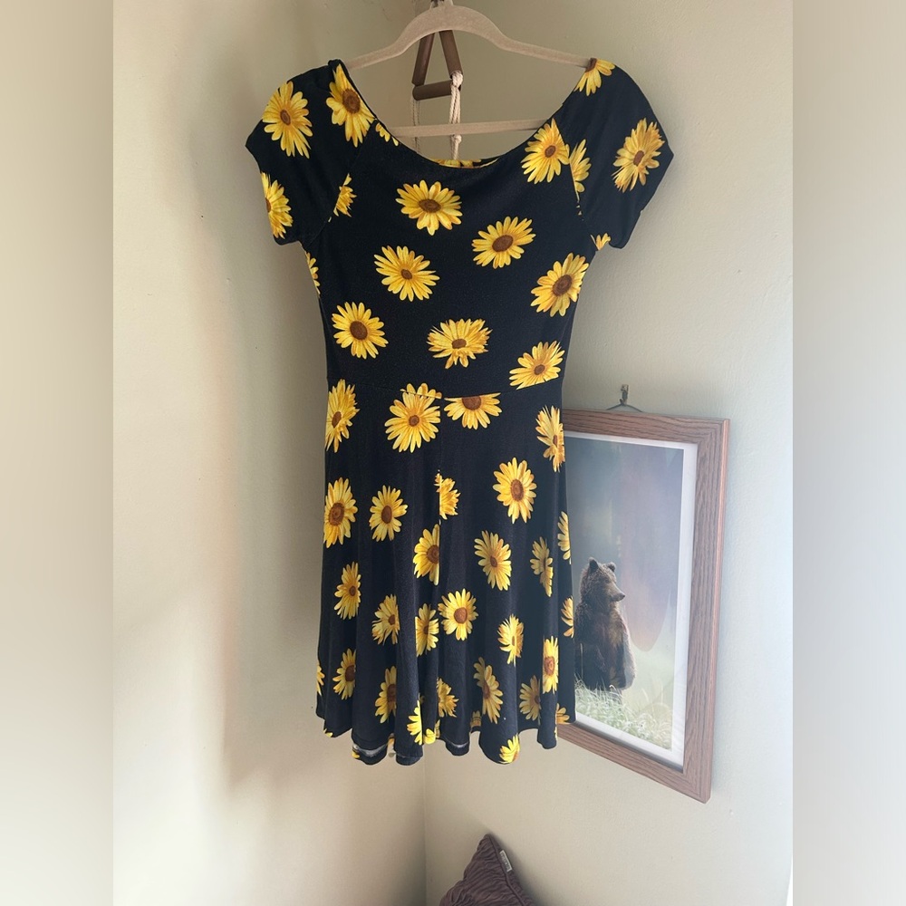 Scoop Neck Sunflower Dress